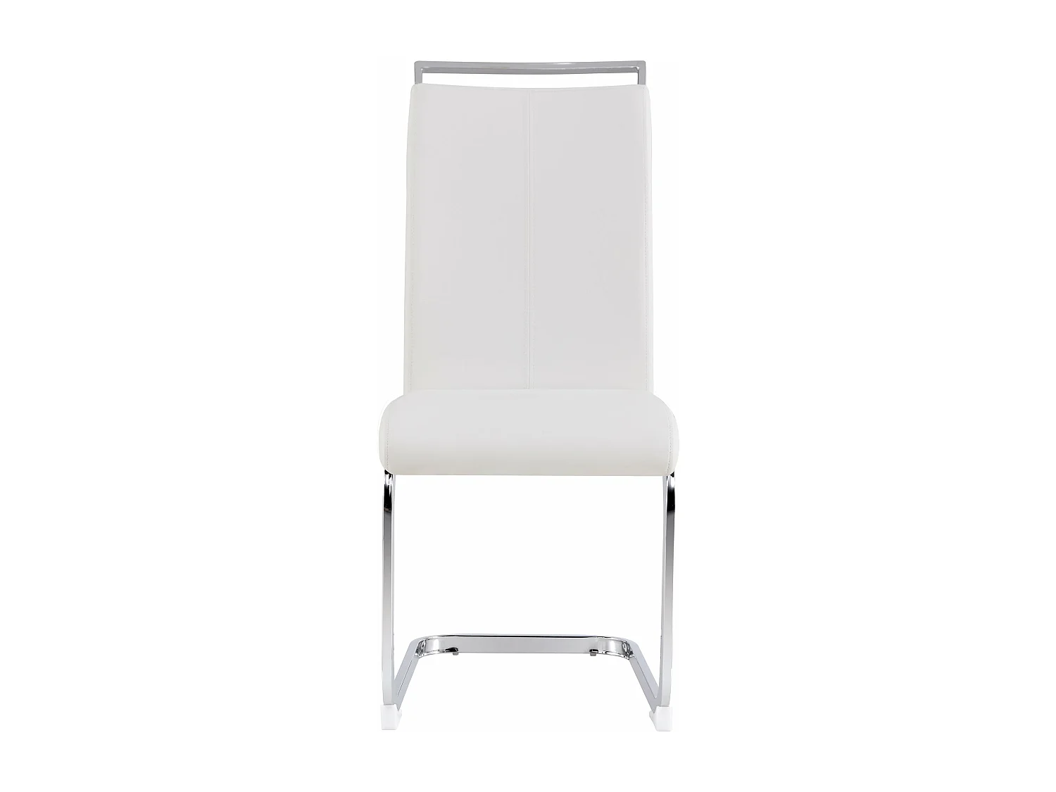 Chaises luge modernes, lot de 4, métal chromé, cuir blanc,d52cm×h100cm