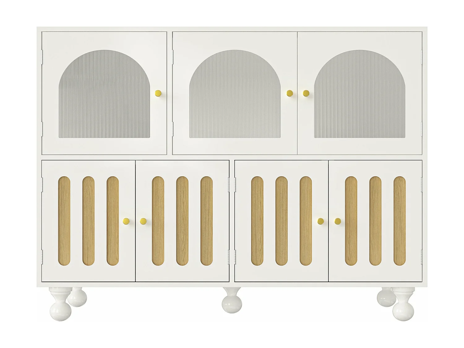 Buffet blanc élégant avec verre arc-en-ciel,d120cm×h90cm