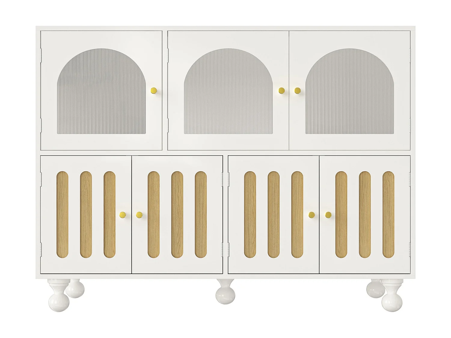 Buffet blanc élégant avec verre arc-en-ciel,d120cm×h90cm