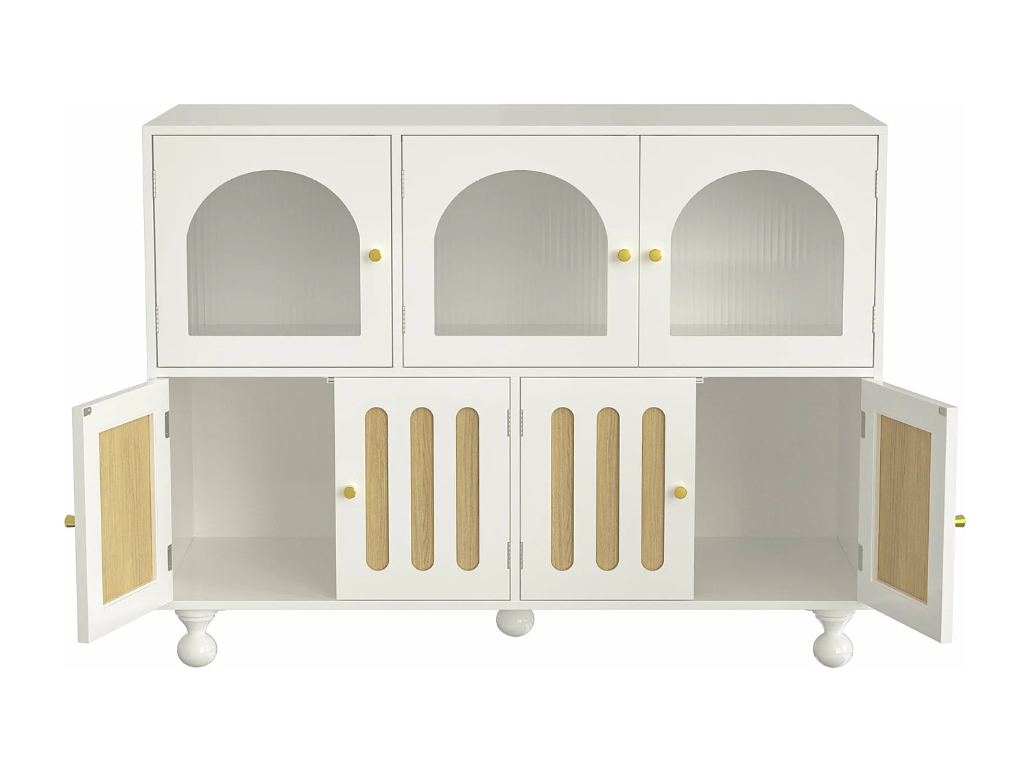 Buffet blanc élégant avec verre arc-en-ciel,d120cm×h90cm