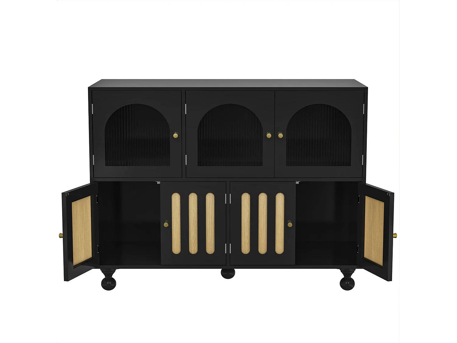 Buffet noir contemporain avec verre changhong,d120cm×h90cm