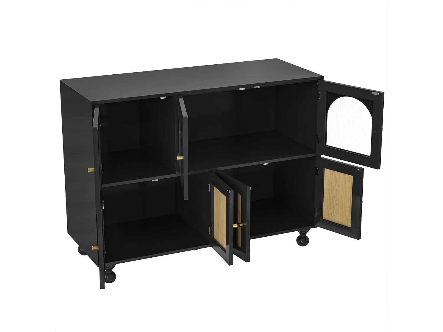 Buffet noir contemporain avec verre changhong,d120cm×h90cm
