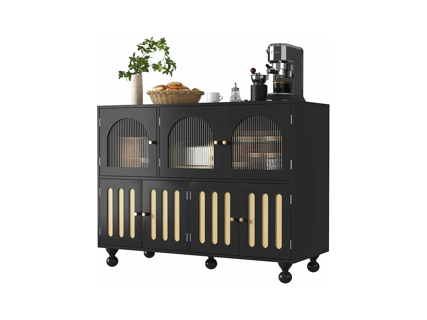 Buffet noir contemporain avec verre changhong,d120cm×h90cm