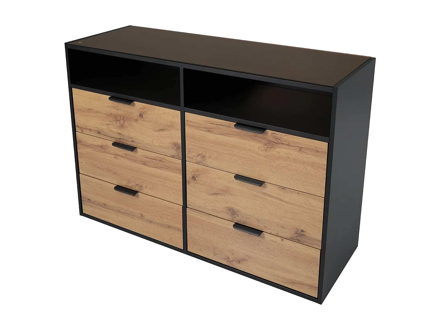 Buffet en verre avec poignées en métal - 6 tiroirs,d120cm×h80cm