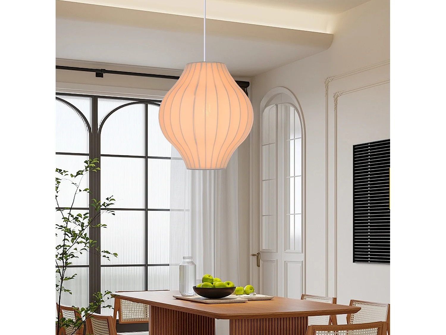 Lampshade en polyester avec finition soie imitée,élément de décoration moderne,blanc,d40 cm x h43 cm