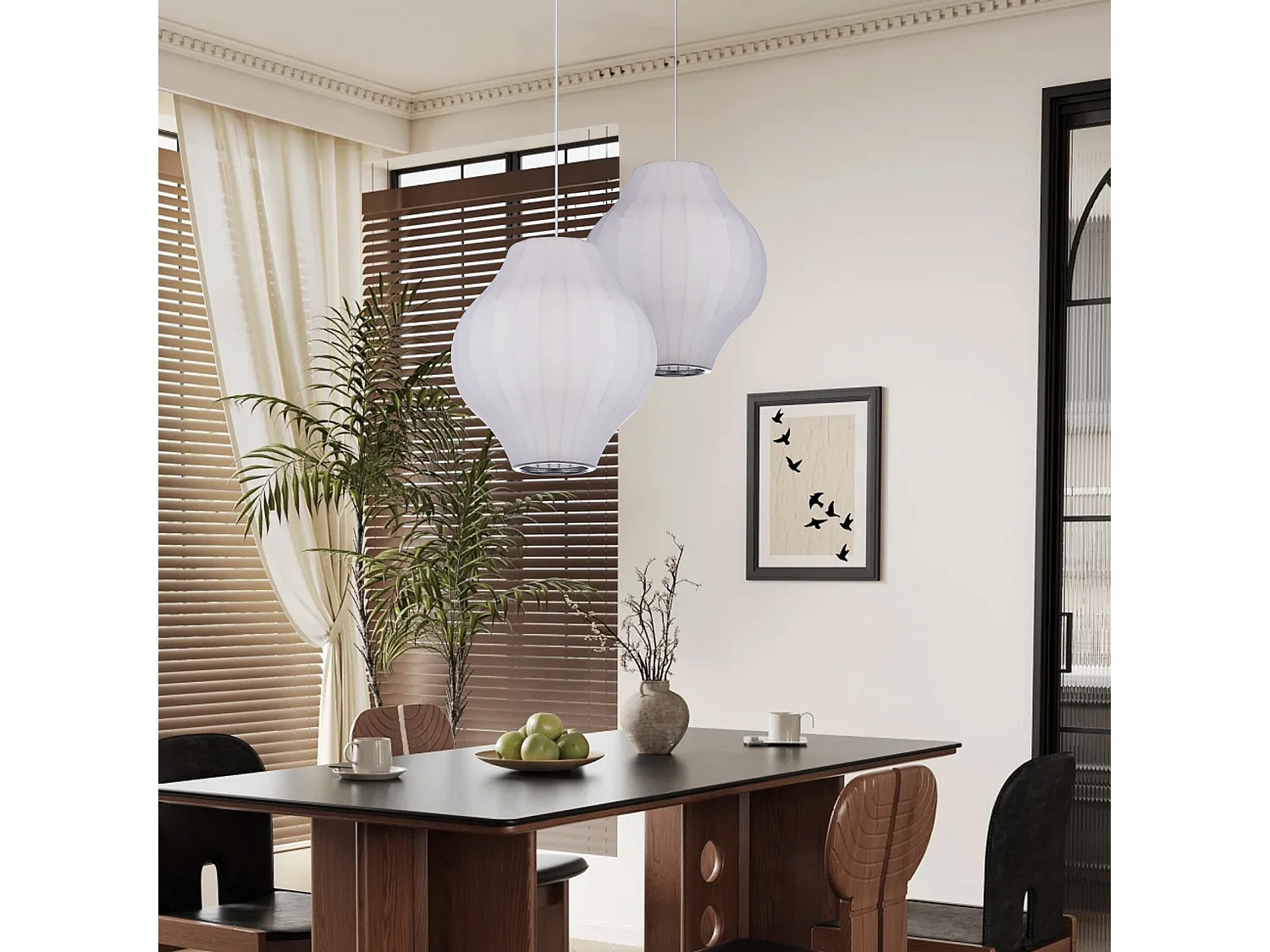 Lampshade en polyester avec finition soie imitée,élément de décoration moderne,blanc,d40 cm x h43 cm