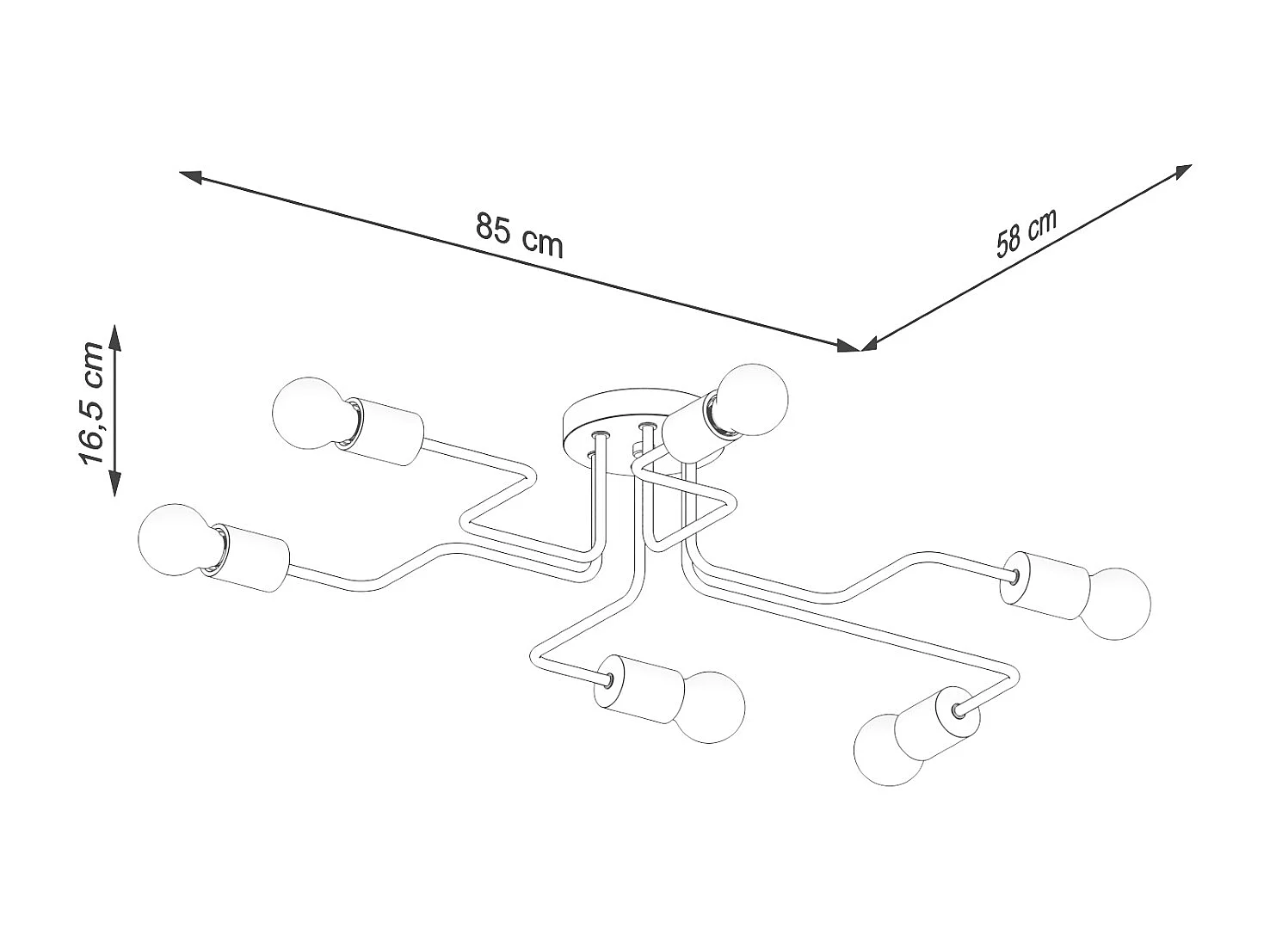 Kronleuchter Timbo Dachboden Aus  Stahl/Holz - 6 Lichtquellen - L.85 X H. Cm - Weiß/Naturholz