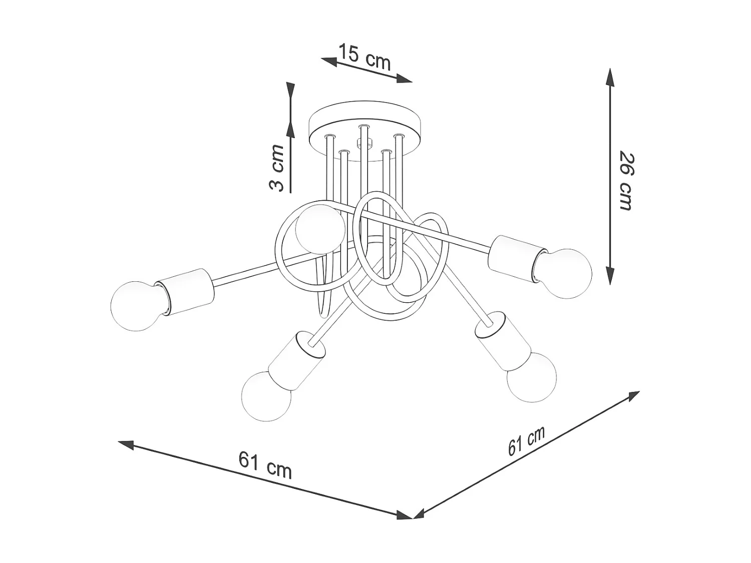 Lustre Ember Minimaliste En Acier/Bois - 5 Sources Lumineuses - L.15 X H.26 Cm - Blanc/Bois Naturel