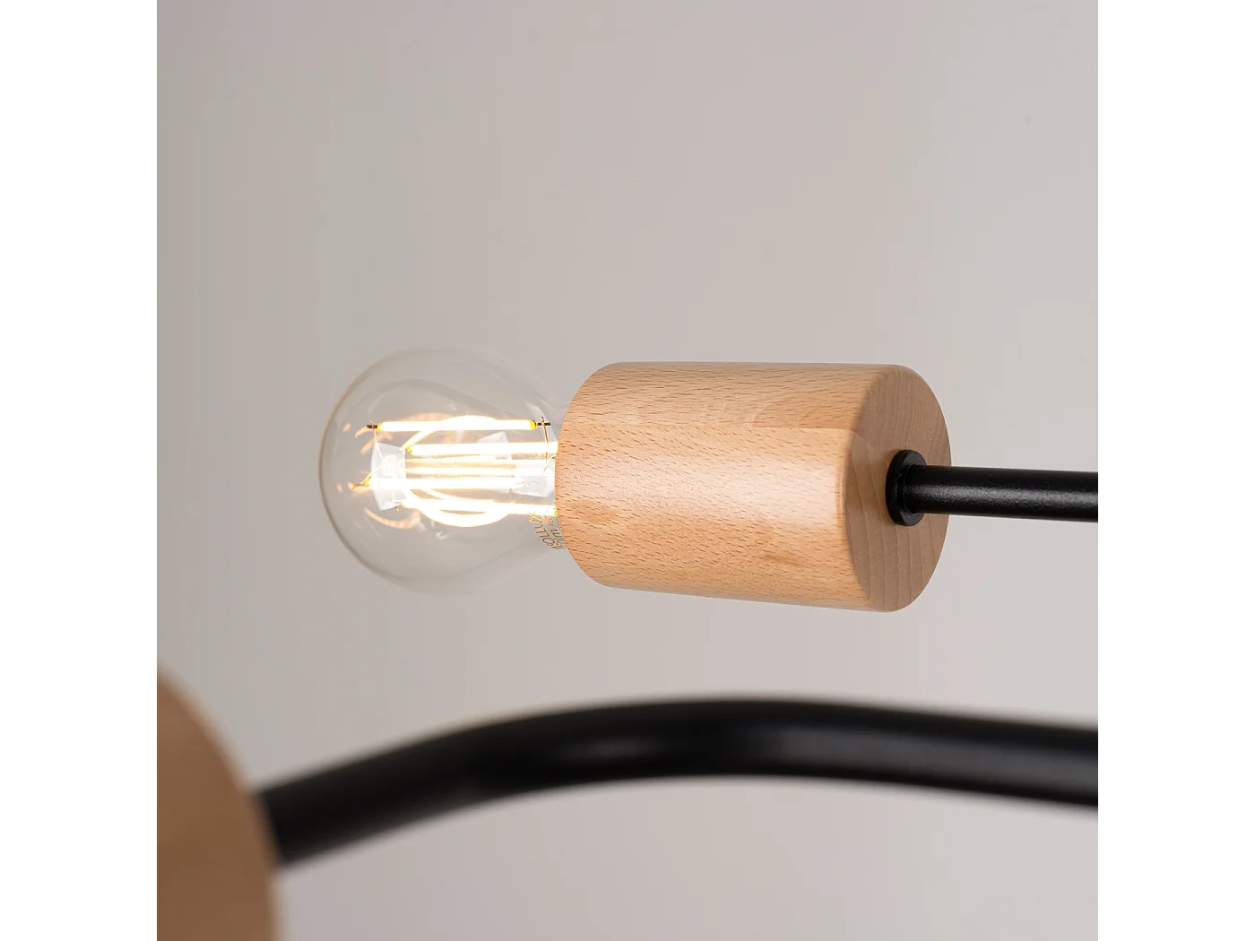 Lustre Timbo Grenier En Acier/Bois - 4 Sources Lumineuses - L.75 X H.16,5 Cm - Noir/Bois Naturel