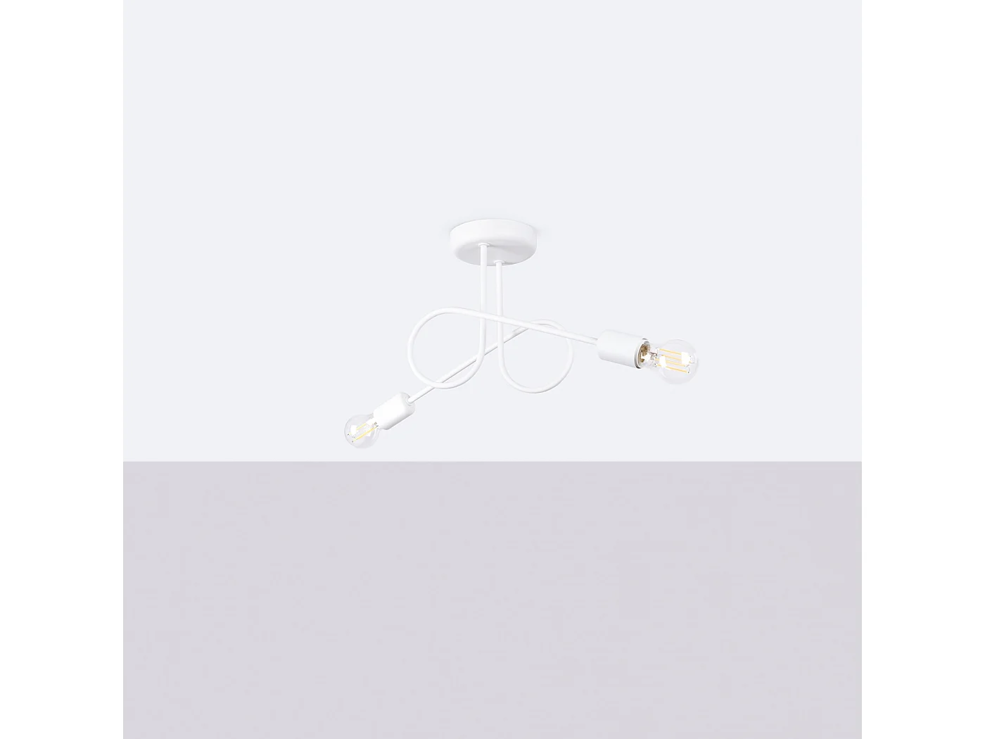 Lustre Loop Minimaliste En Acier - 2 Sources Lumineuses - L.57 X H.25,5 Cm - Blanc