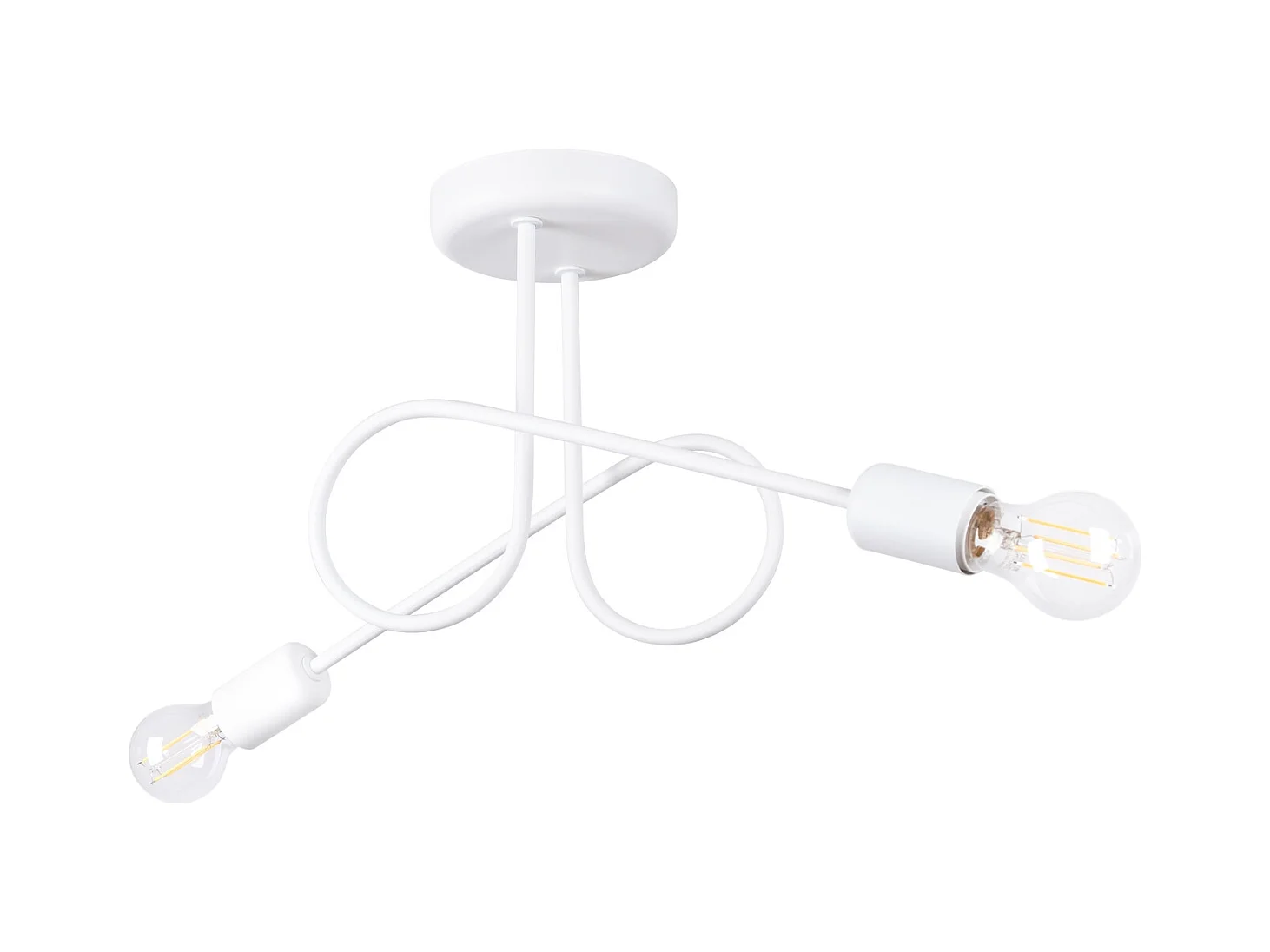 Lustre Loop Minimaliste En Acier - 2 Sources Lumineuses - L.57 X H.25,5 Cm - Blanc