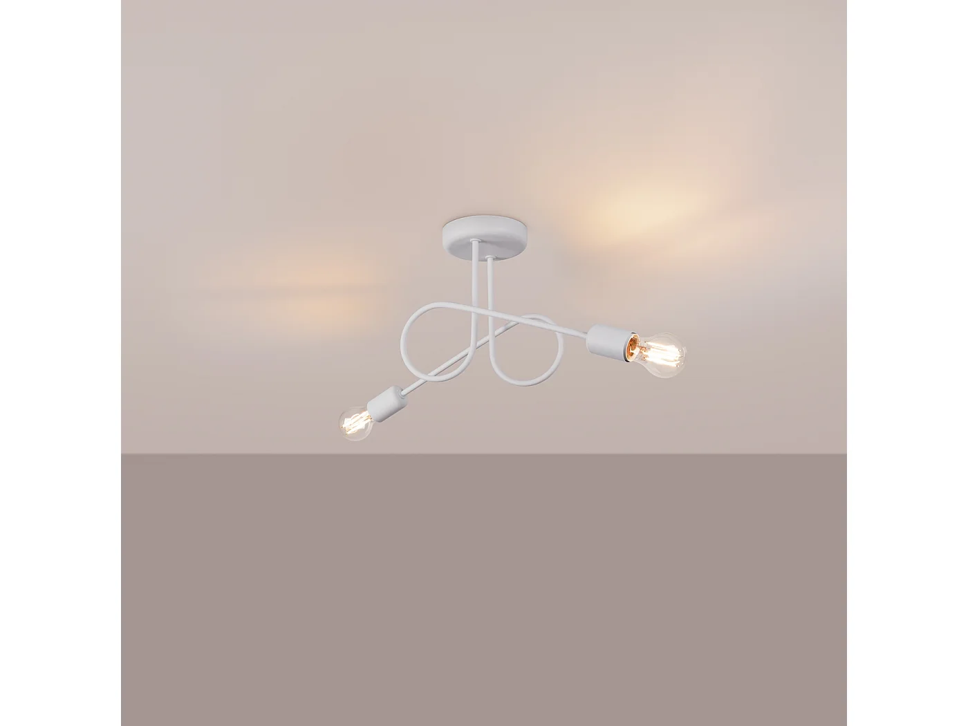 Żyrandol Minimalistyczny Loop, Stal - 2 Źródło - L.57 X H.25.5 Cm - Biały