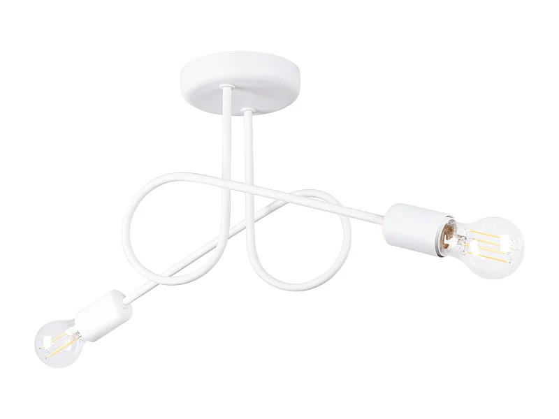 Żyrandol Minimalistyczny Loop, Stal - 2 Źródło - L.57 X H.25.5 Cm - Biały