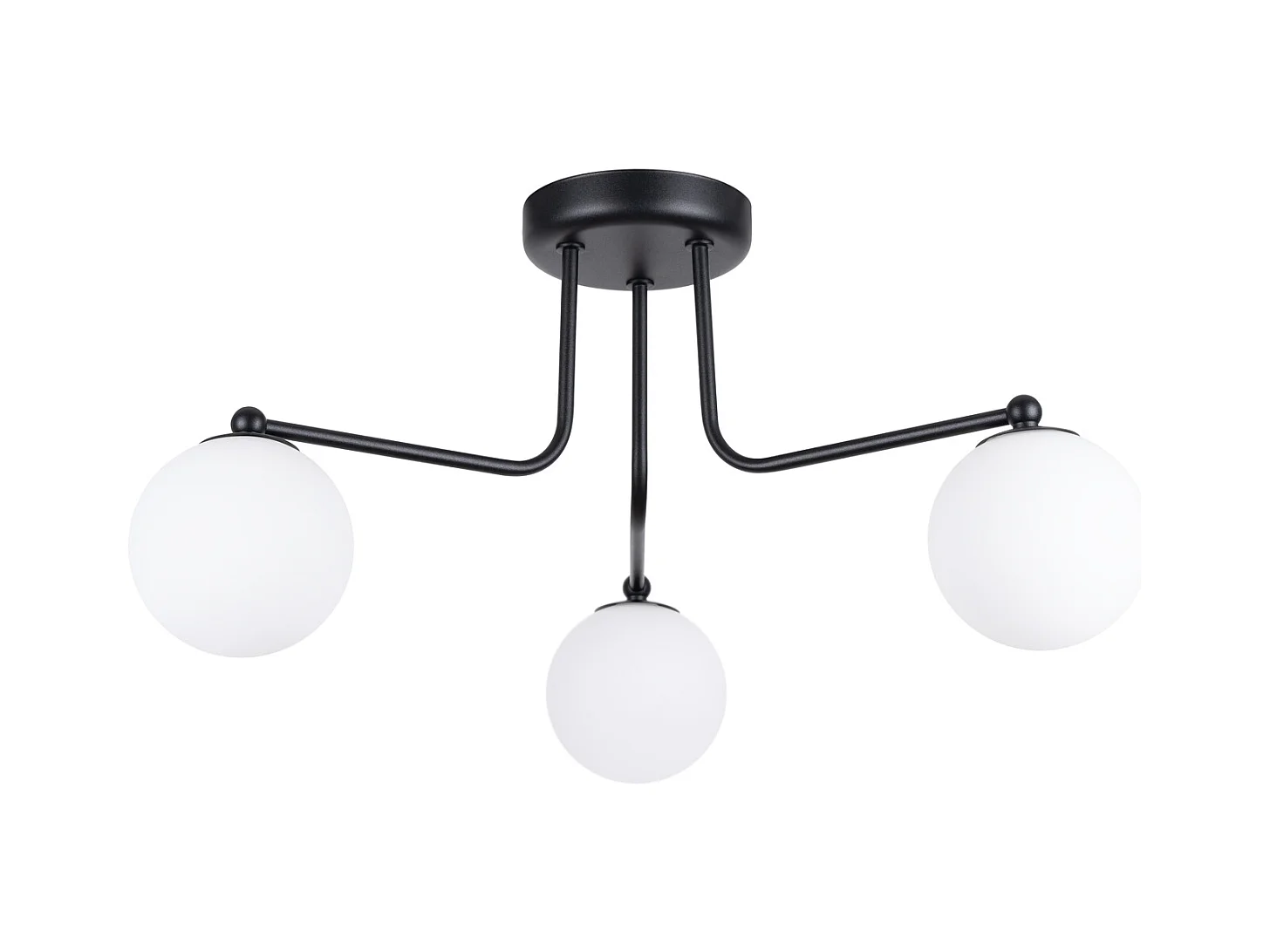 Lustre Astral Minimaliste En Acier/Verre - 3 Sources Lumineuses - L.62 X H.29 Cm - Noir/Blanc