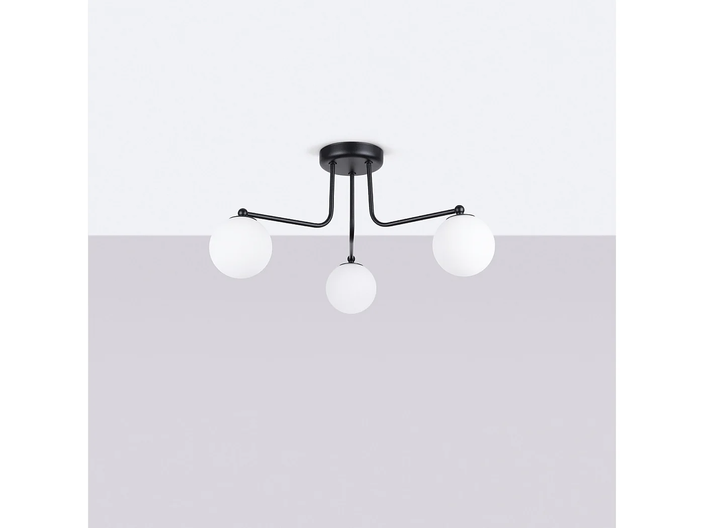 Lustre ASTRAL minimalista, aço/vidro - 3 lichtbronnen - L.62 x H.29 cm - preto/branco