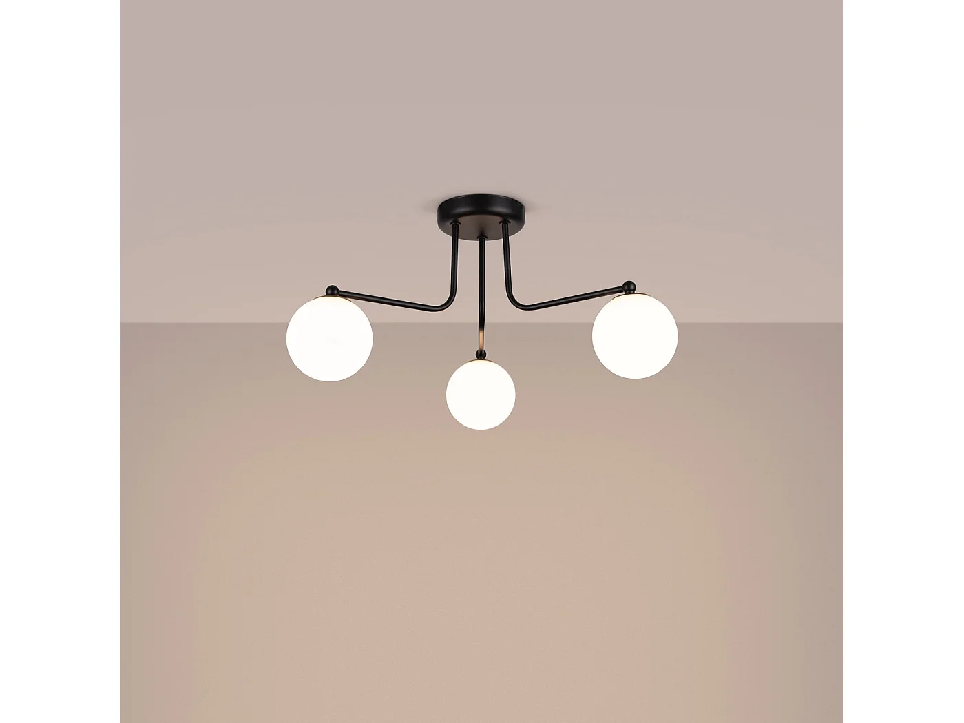 Lustre ASTRAL minimalista, aço/vidro - 3 lichtbronnen - L.62 x H.29 cm - preto/branco