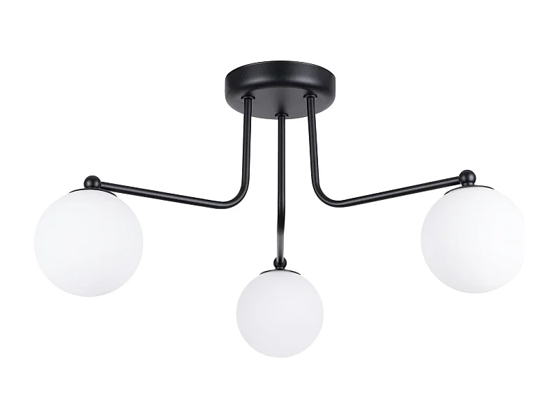 Lustre Astral Minimalista, Aço/Vidro - 3 Lichtbronnen - L.62 X H.29 Cm - Preto/Branco