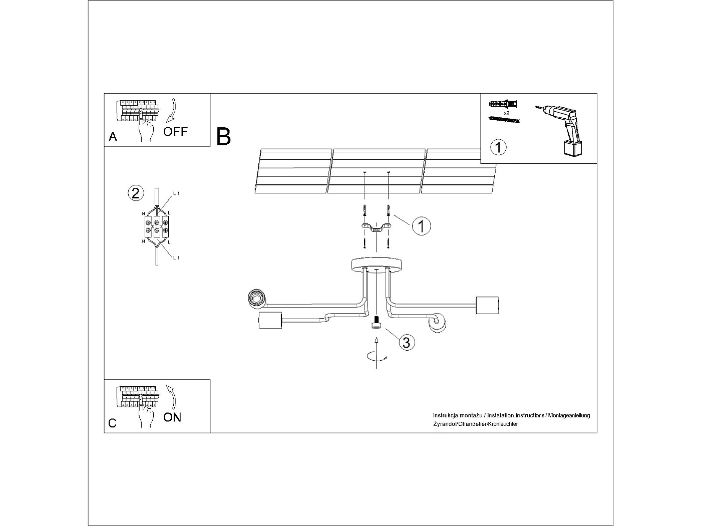 Lampadario Timbo Soppalco Di Acciaio/Legno - 4 Sorgenti Luminose - L.75 X A.16,5 Cm - Bianco/Legno Naturale