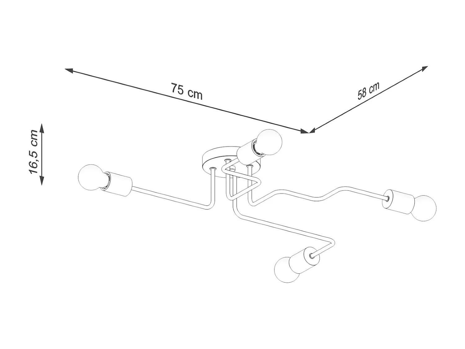 Kroonluchter Timbo Zolder Van  - 4 Lichtbronnen - L.75 X H.16,5 Cm - Wit/Natuurlijk Hout