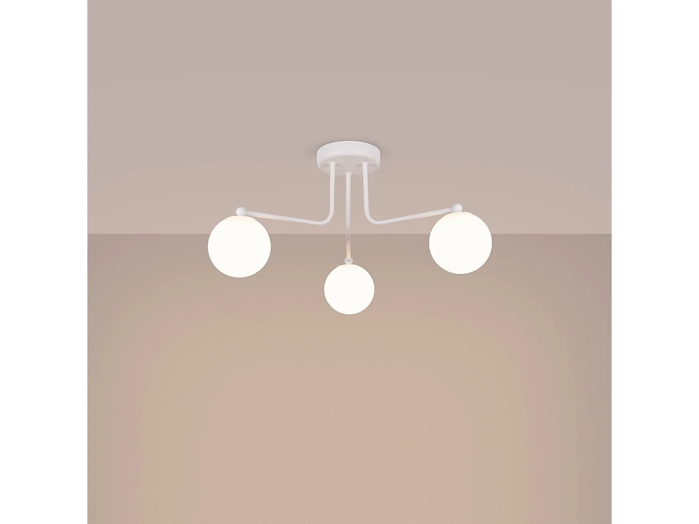 Lampadario Astral Minimalista Di Acciaio/Vetro - 3 Sorgenti Luminose - L.62 X A.29 Cm - Bianco