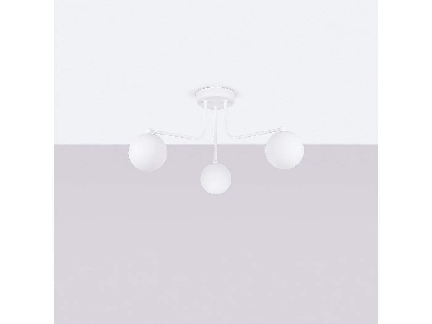 Lustre ASTRAL minimalista, aço/vidro - 3 lichtbronnen - L.62 x H.29 cm - branco
