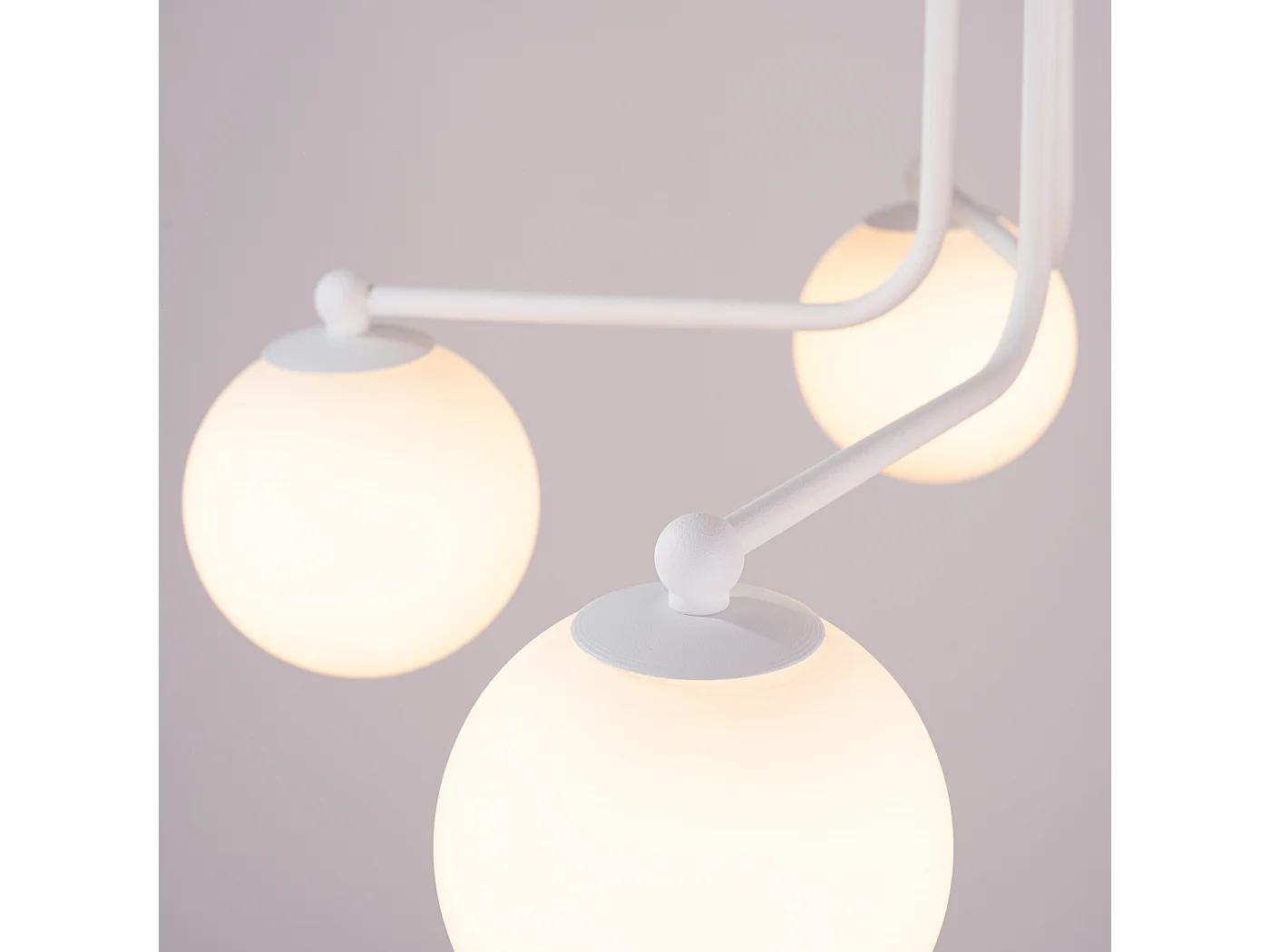 Lustre ASTRAL minimalista, aço/vidro - 5 lichtbronnen - L.58 x H.29 cm - branco