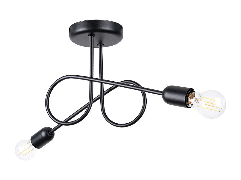 Kronleuchter Loop Minimalistisch Aus  Stahl - 2 Lichtquellen - L.57 X H. Cm - Schwarz