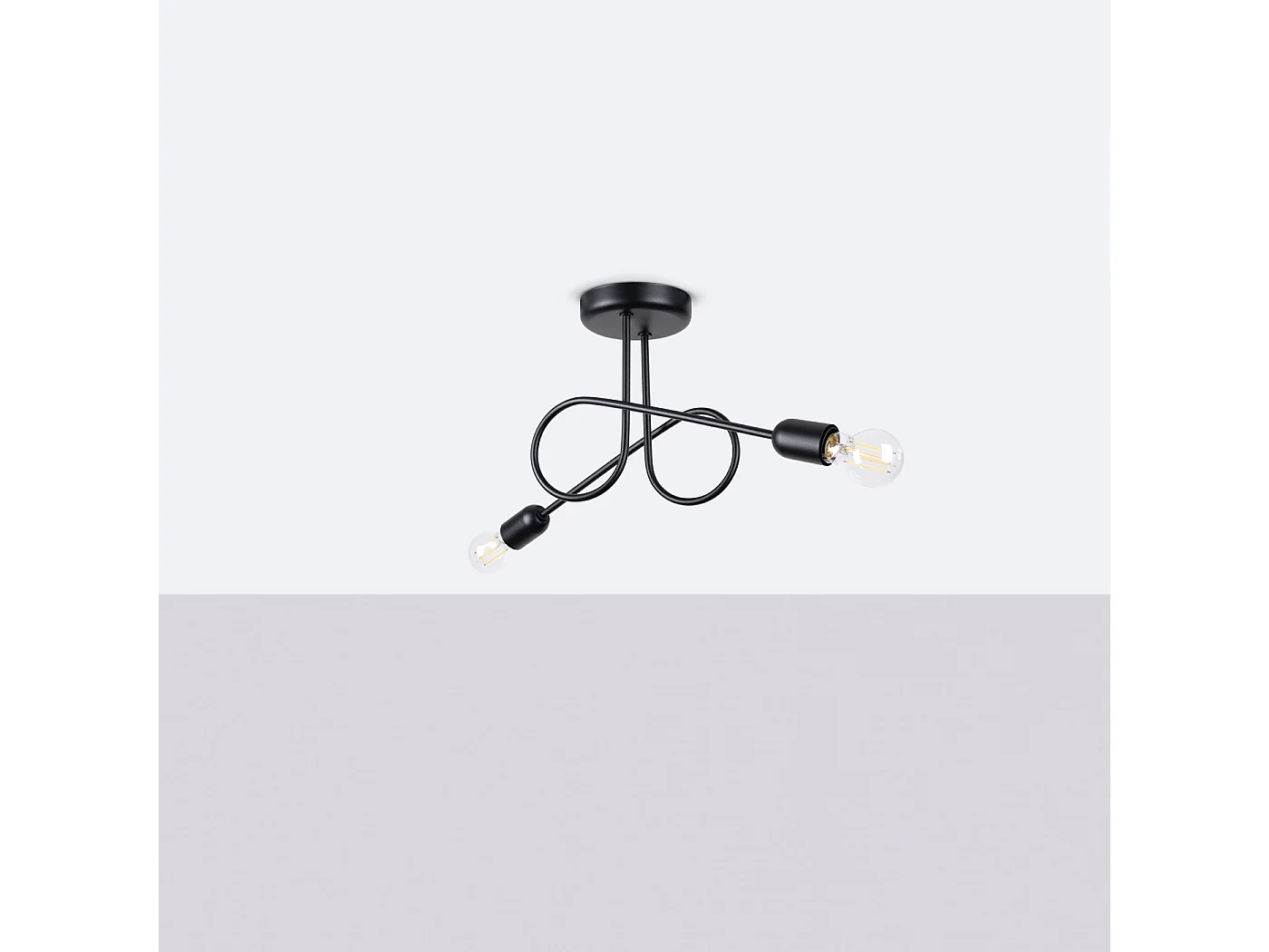 Lustre Loop Minimaliste En Acier - 2 Sources Lumineuses - L.57 X H.25,5 Cm - Noir
