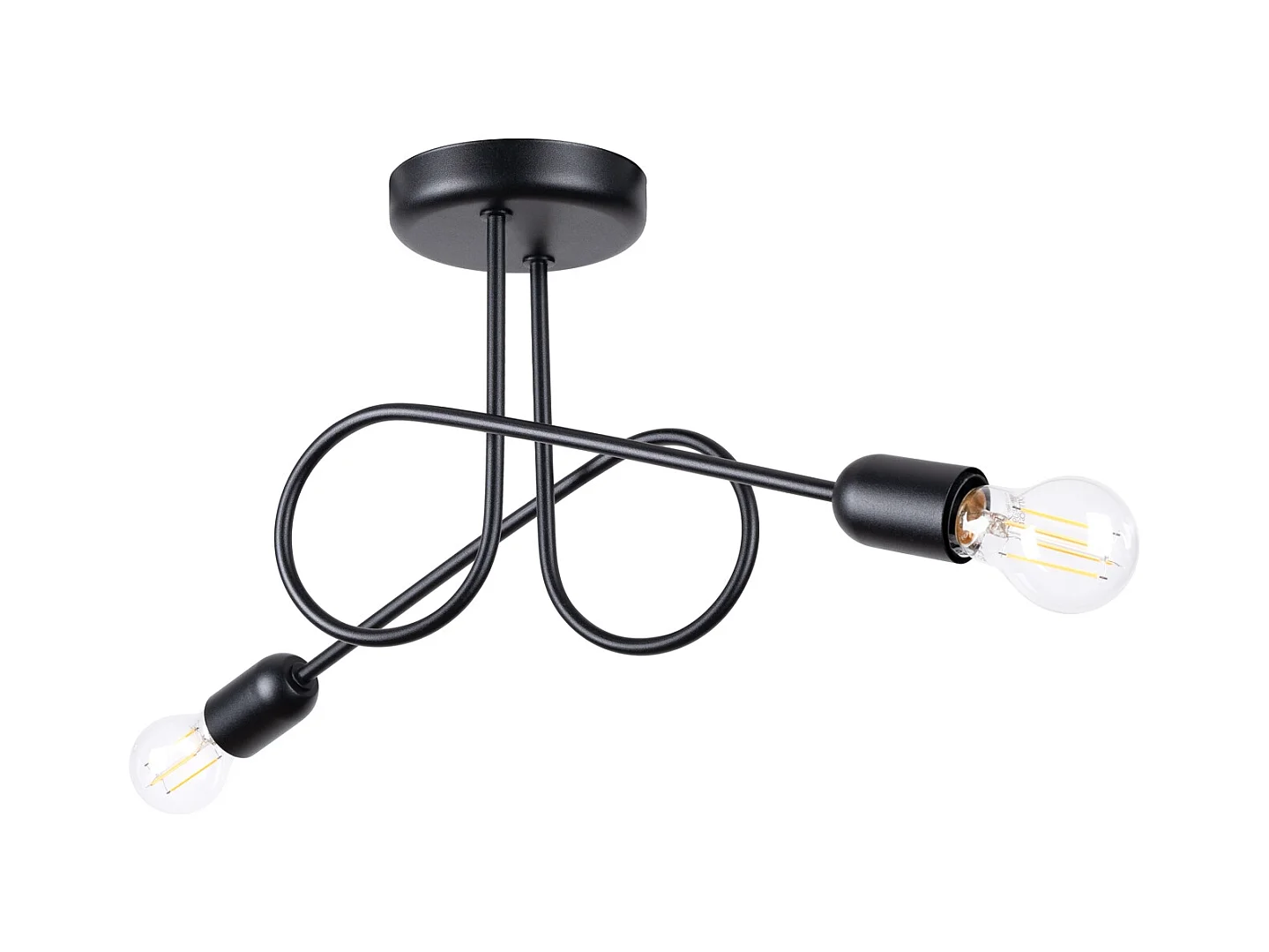 Kronleuchter Loop Minimalistisch Aus  Stahl - 2 Lichtquellen - L.57 X H. Cm - Schwarz