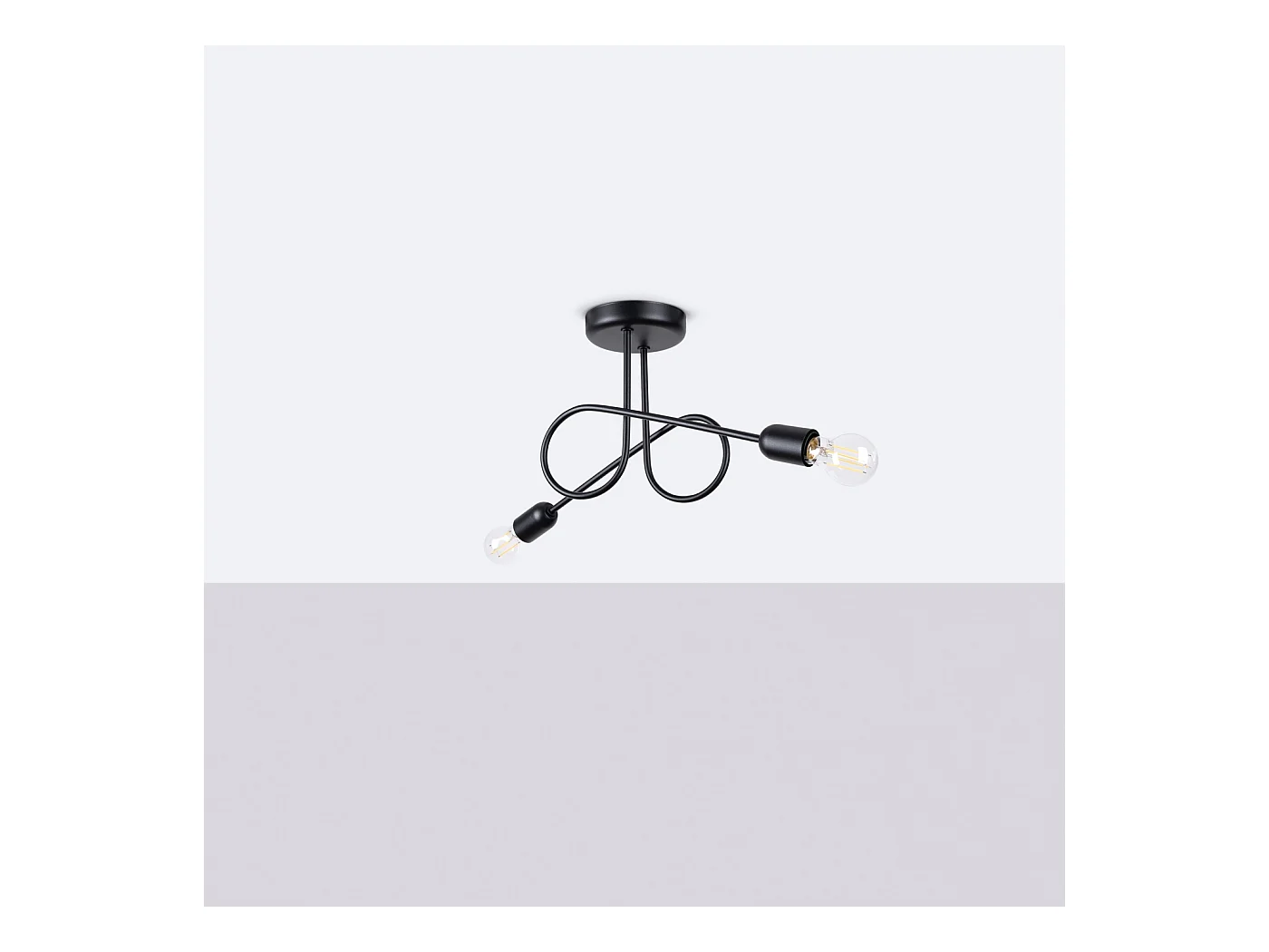 Kronleuchter Loop Minimalistisch Aus  Stahl - 2 Lichtquellen - L.57 X H. Cm - Schwarz