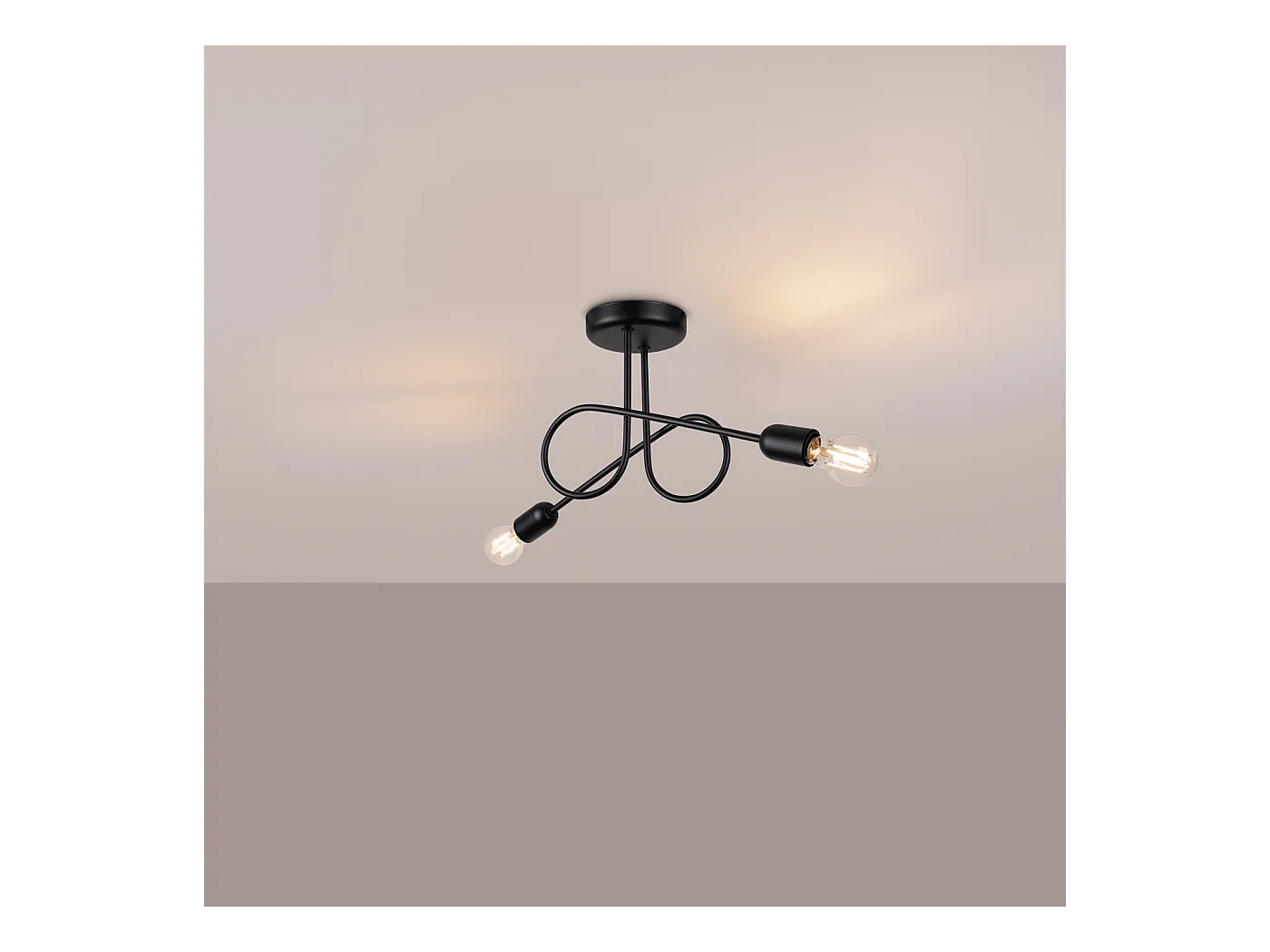 Kronleuchter Loop Minimalistisch Aus  Stahl - 2 Lichtquellen - L.57 X H. Cm - Schwarz