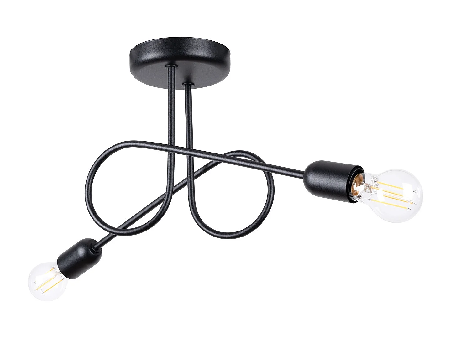 Lustre Loop Minimalista, Aço - 2 Lichtbronnen - L.57 X H.25.5 Cm - Preto