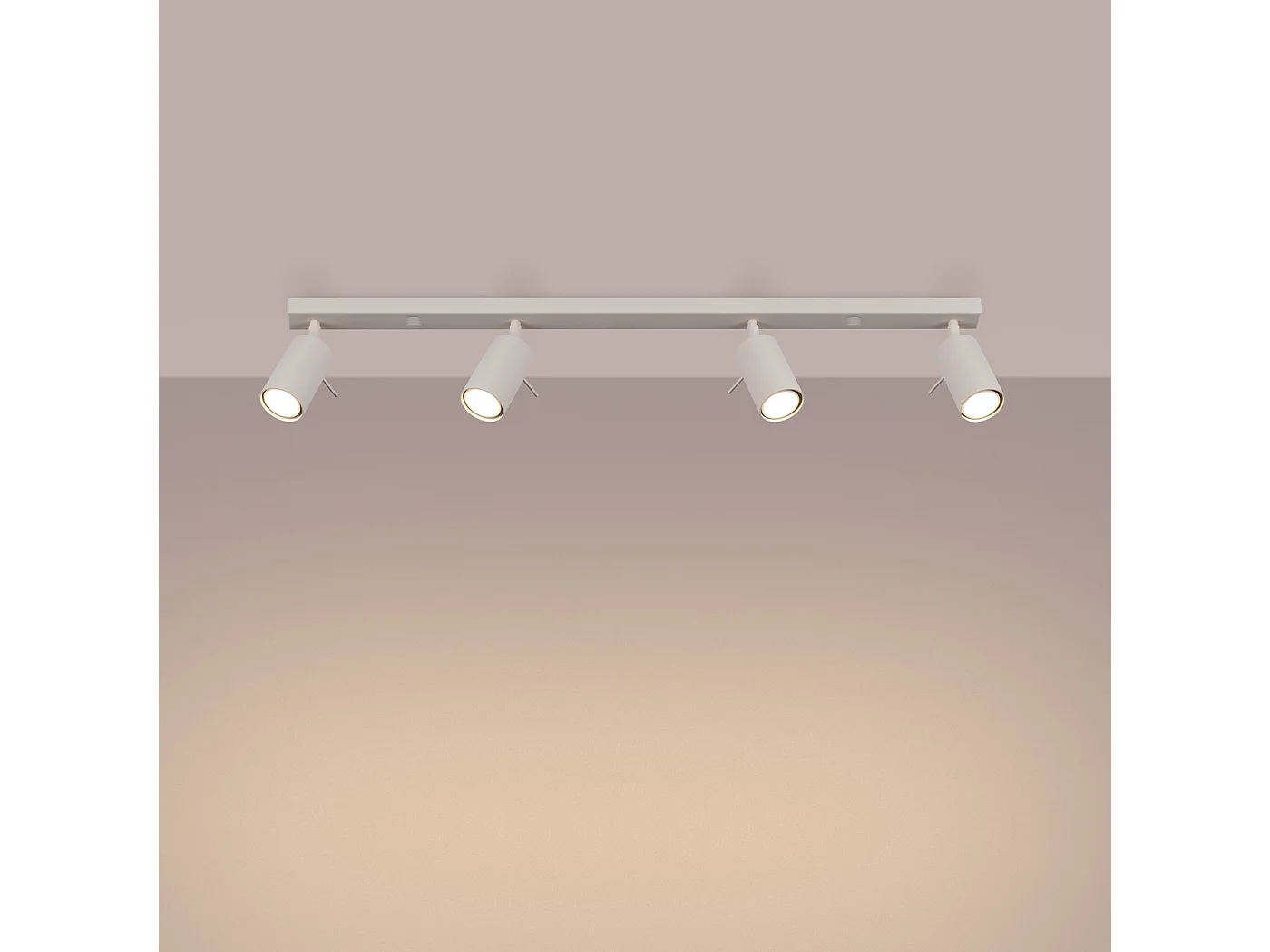 Lampada da soffitto RING moderno di acciaio - 4 sorgenti luminose - L.81 x A.17 cm - beige