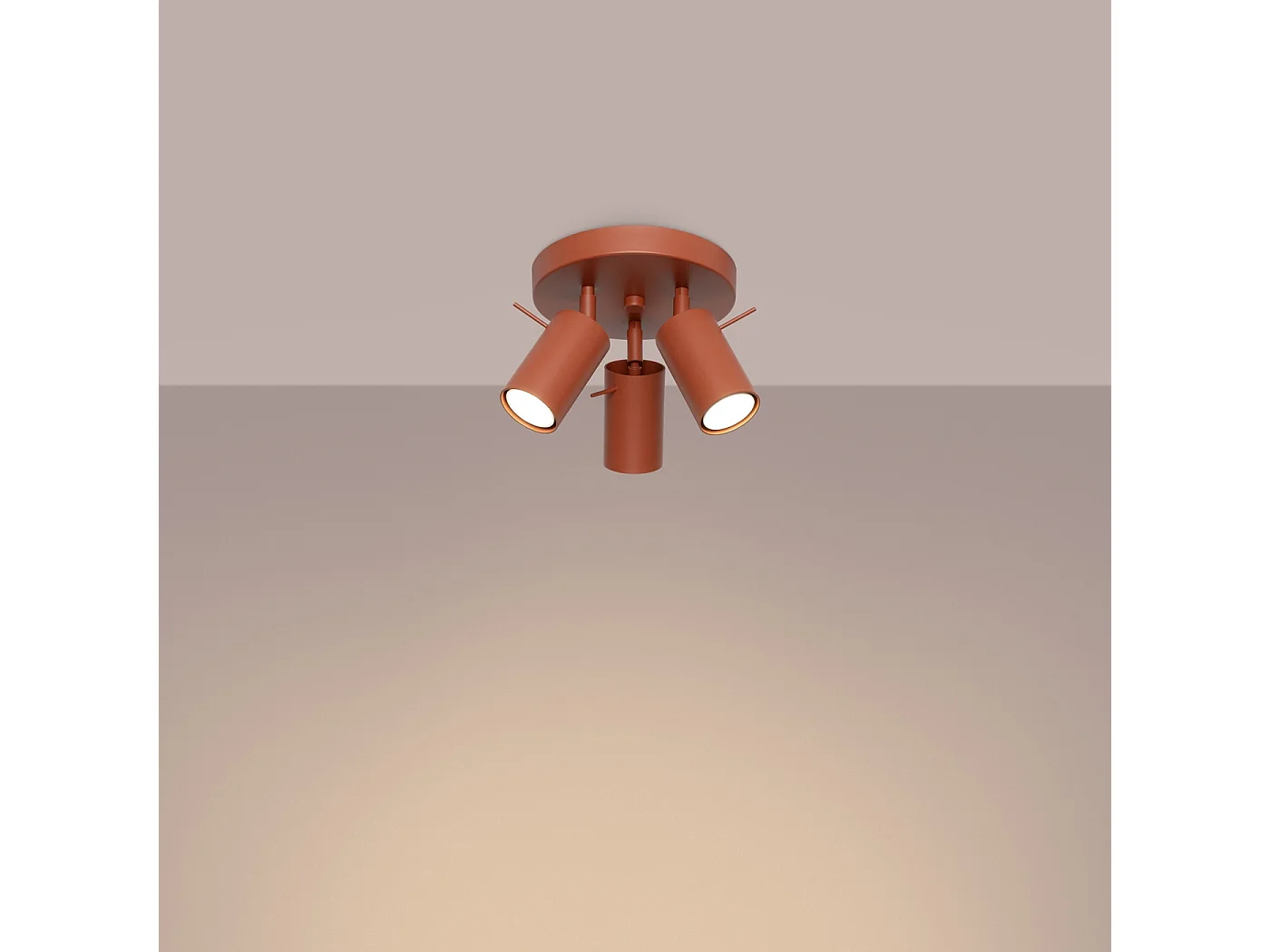 Plafondlamp RING modern van  - 3 lichtbronnen - L.19,5 x H.18,5 cm - rode oker