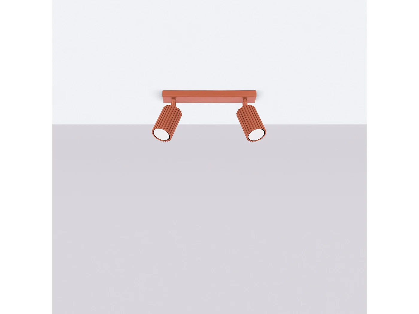 Plafondlamp KARBON minimalistisch van  - 2 lichtbronnen - L.30 x H.16,5 cm - rode oker
