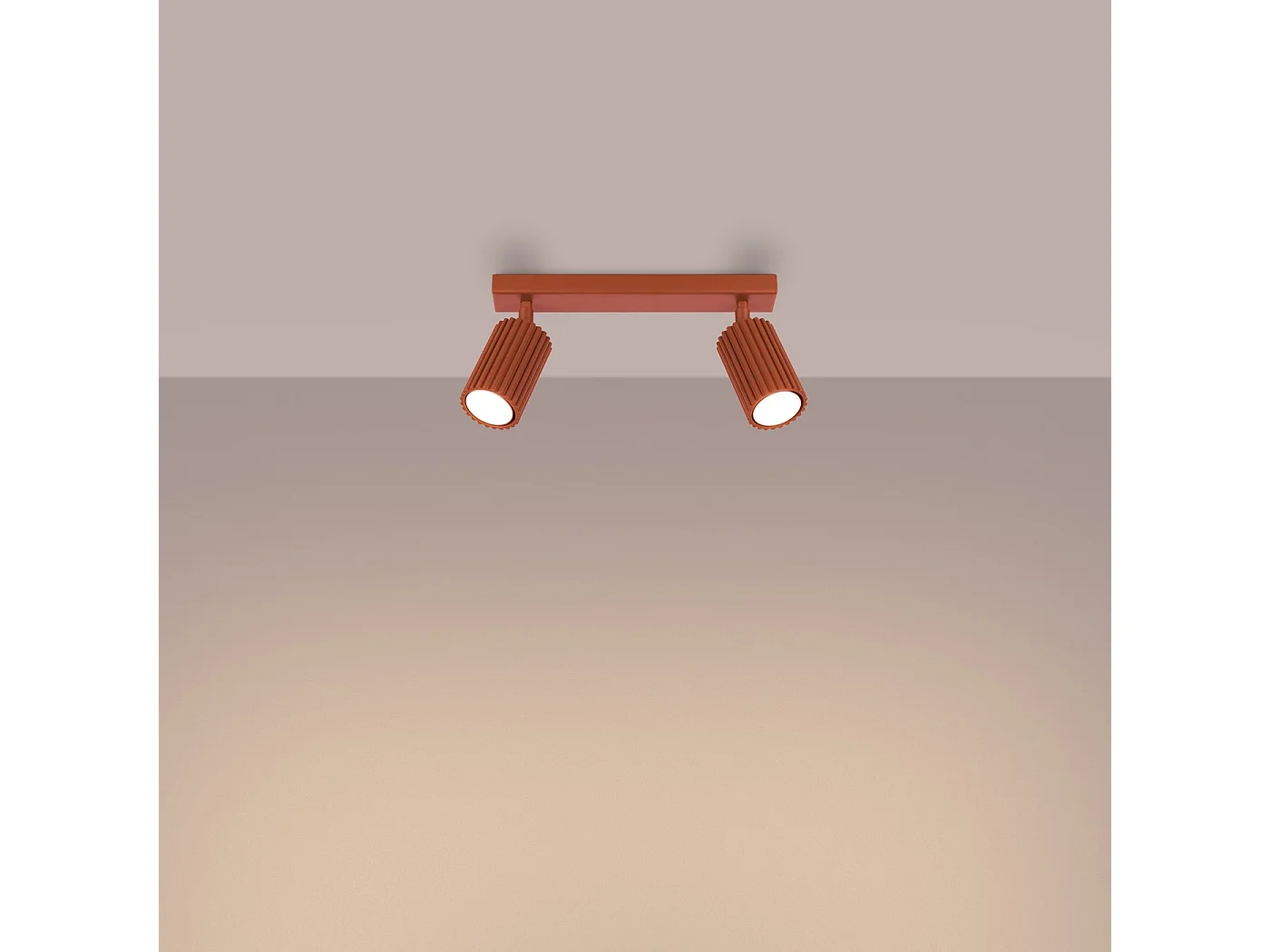 Plafondlamp KARBON minimalistisch van  - 2 lichtbronnen - L.30 x H.16,5 cm - rode oker