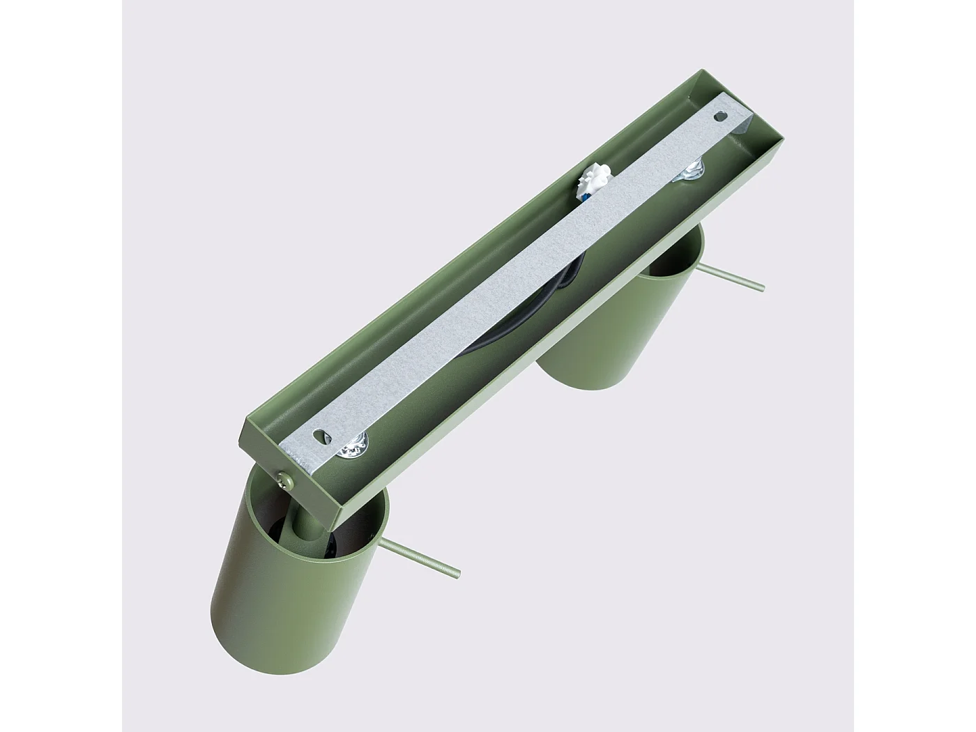 Deckenleuchte Ring Modern Aus  Stahl - 2 Lichtquellen - L.30 X H. Cm - Olivgrün