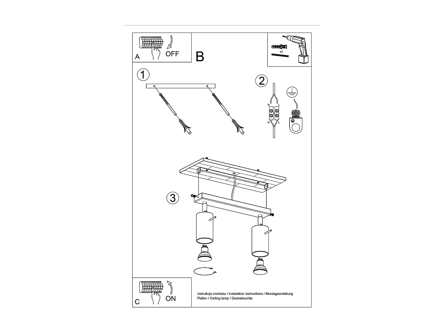 Deckenleuchte Ring Modern Aus  Stahl - 2 Lichtquellen - L.30 X H. Cm - Olivgrün