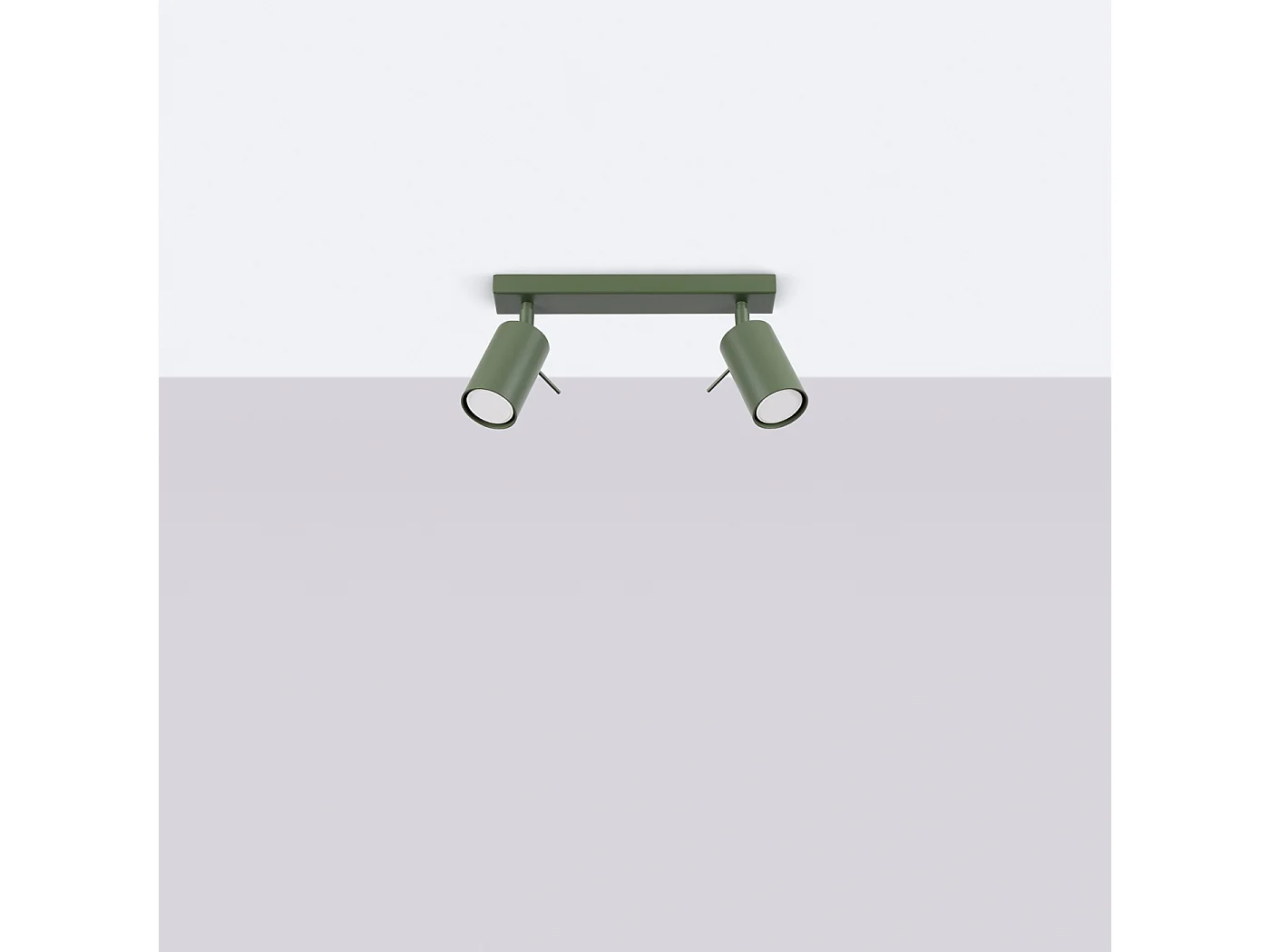 Plafonnier Ring Moderne En Acier - 2 Sources Lumineuses - L.30 X H.17 Cm - Vert Olive