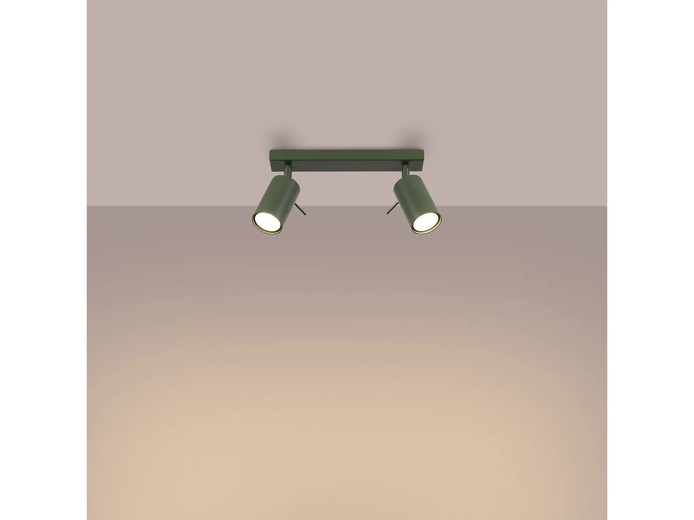 Plafonnier Ring Moderne En Acier - 2 Sources Lumineuses - L.30 X H.17 Cm - Vert Olive