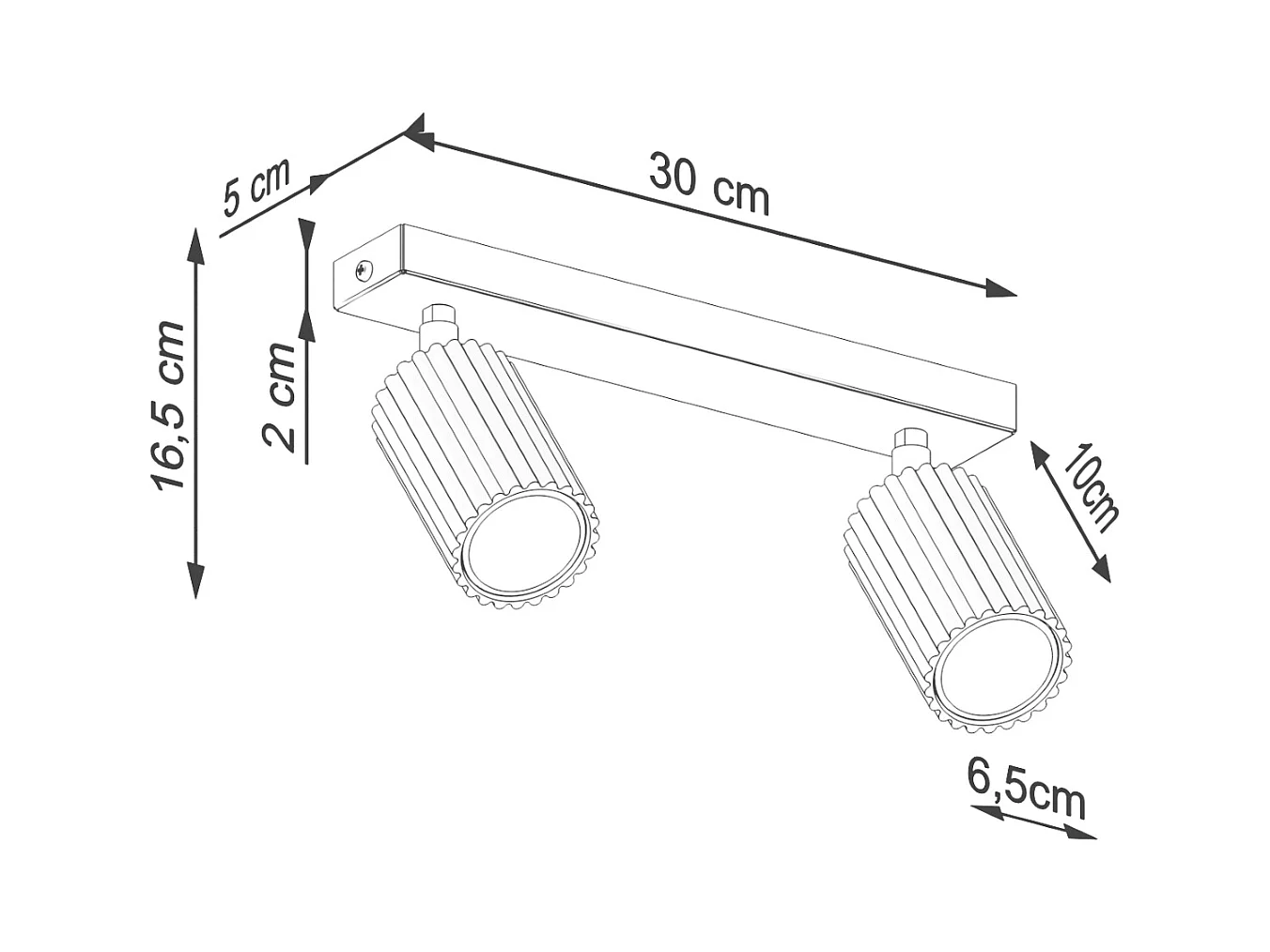 Deckenleuchte Karbon Minimalistisch Aus  Aluminium - 2 Lichtquellen - L.30 X H. Cm - Weiß