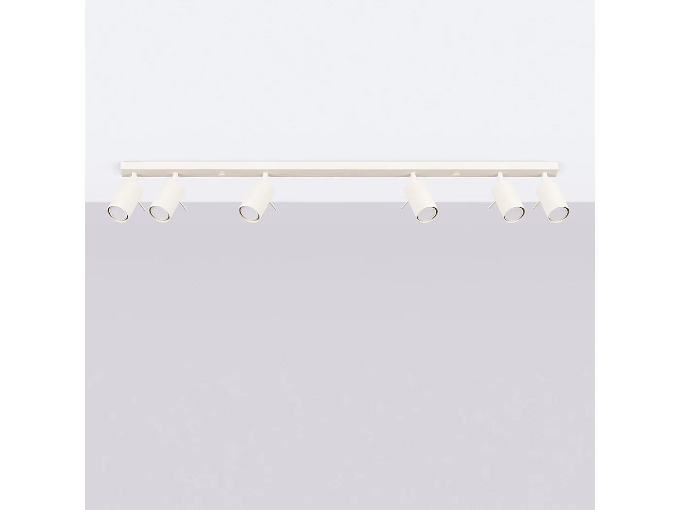 Lampada da soffitto RING moderno di acciaio - 6 sorgenti luminose - L.117 x A.17 cm - beige