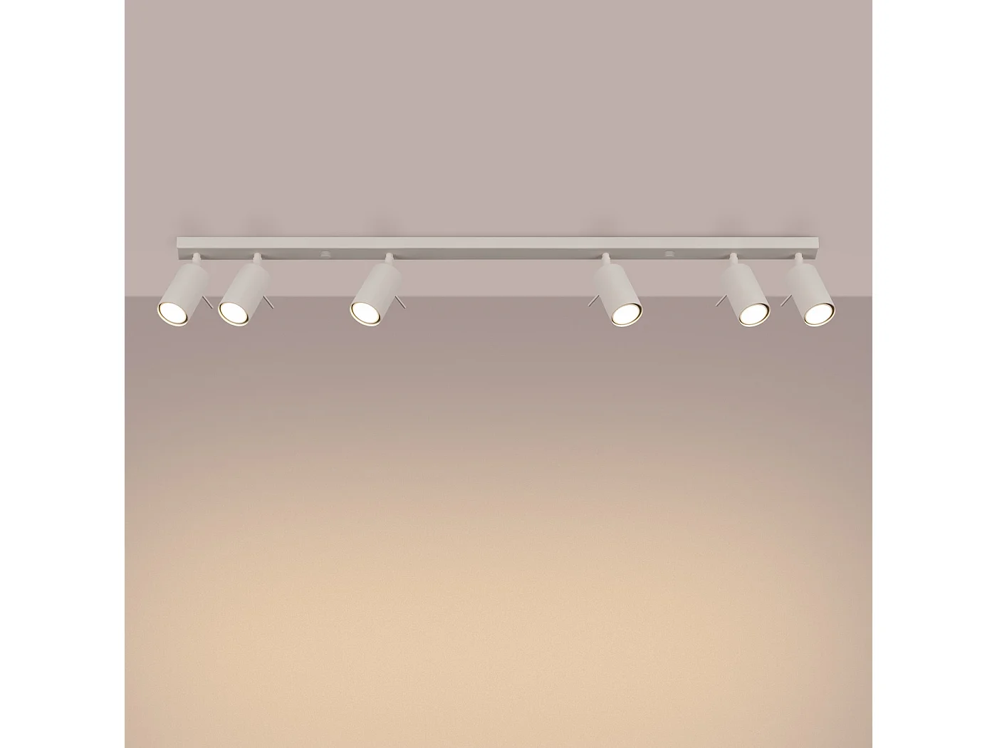Lampada da soffitto RING moderno di acciaio - 6 sorgenti luminose - L.117 x A.17 cm - beige