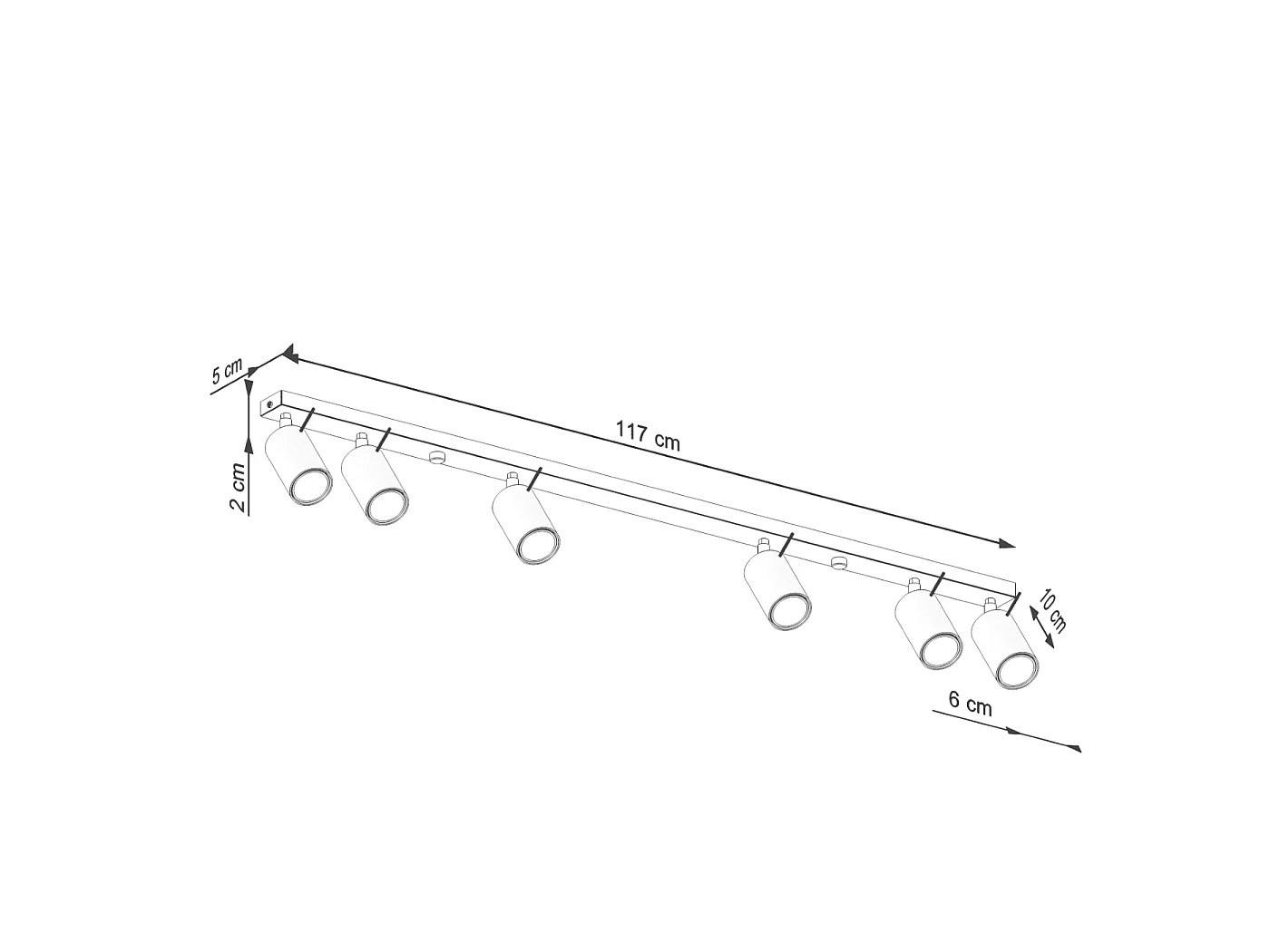 Lampada da soffitto RING moderno di acciaio - 6 sorgenti luminose - L.117 x A.17 cm - beige