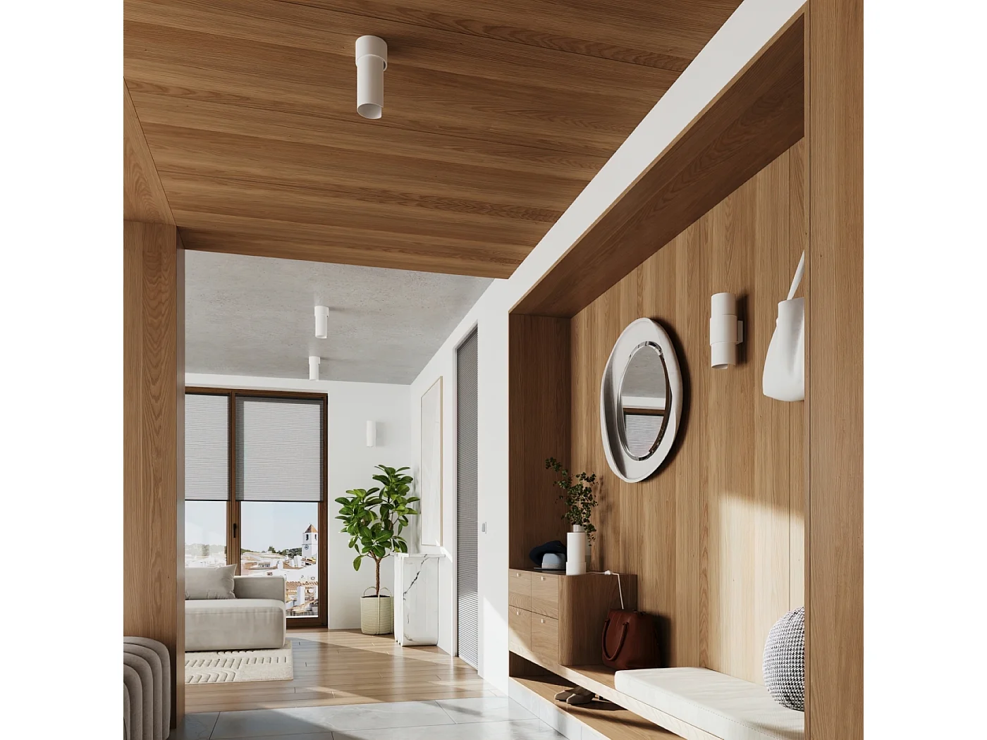 Lampada Da Soffitto Flash Minimalista Di Acciaio - 1 Sorgenti Luminose - L.10 X A.21 Cm - Bianco