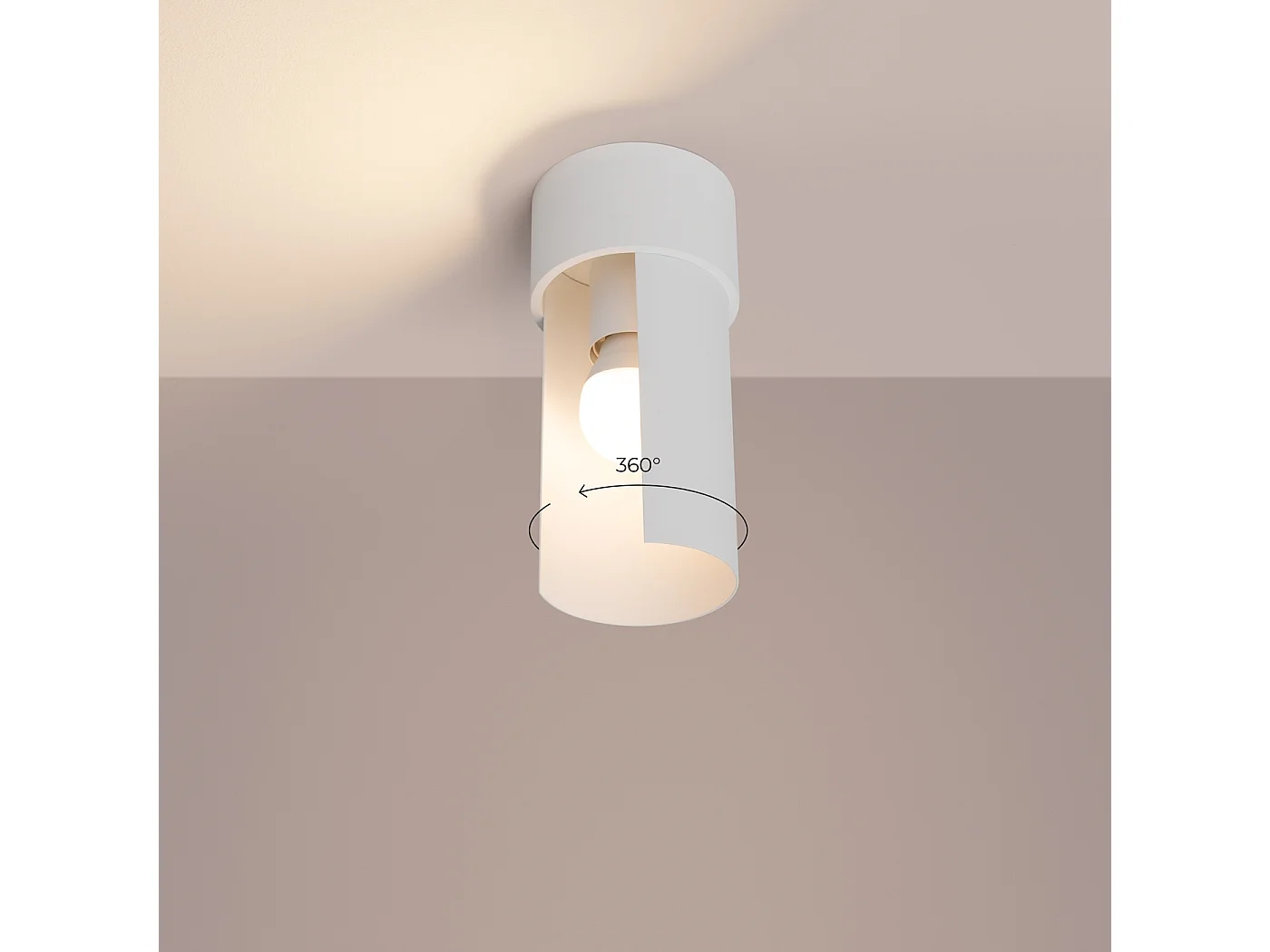 Plafonnier Flash Minimaliste En Acier - 1 Sources Lumineuses - L.10 X H.21 Cm - Blanc