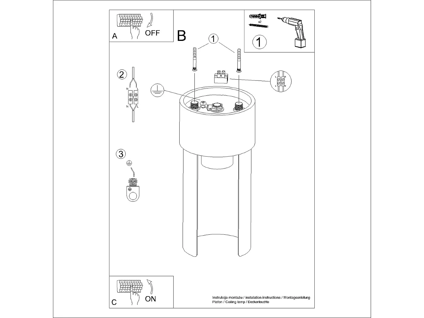 Plafonnier Flash Minimaliste En Acier - 1 Sources Lumineuses - L.10 X H.21 Cm - Blanc