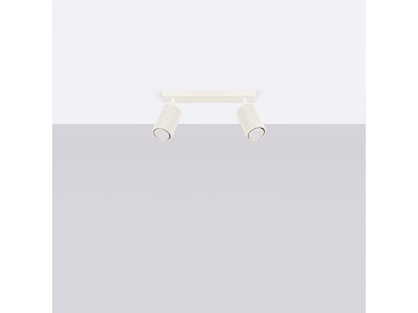 Plafonnier Karbon Minimaliste En Aluminium - 2 Sources Lumineuses - L.30 X H.16,5 Cm - Beige