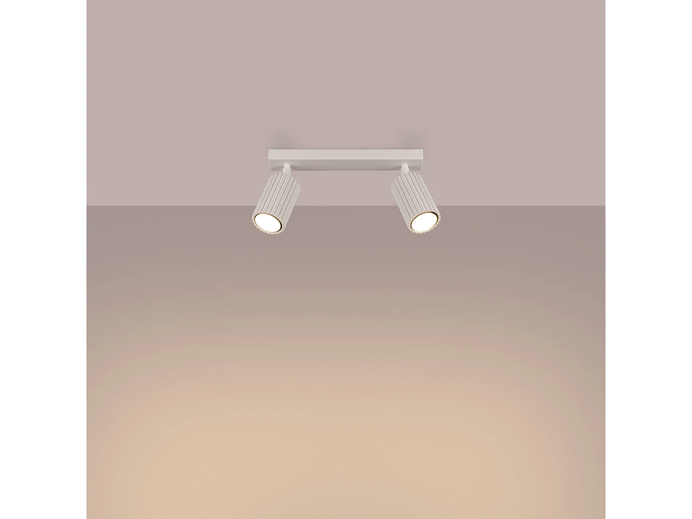 Plafonnier Karbon Minimaliste En Aluminium - 2 Sources Lumineuses - L.30 X H.16,5 Cm - Beige