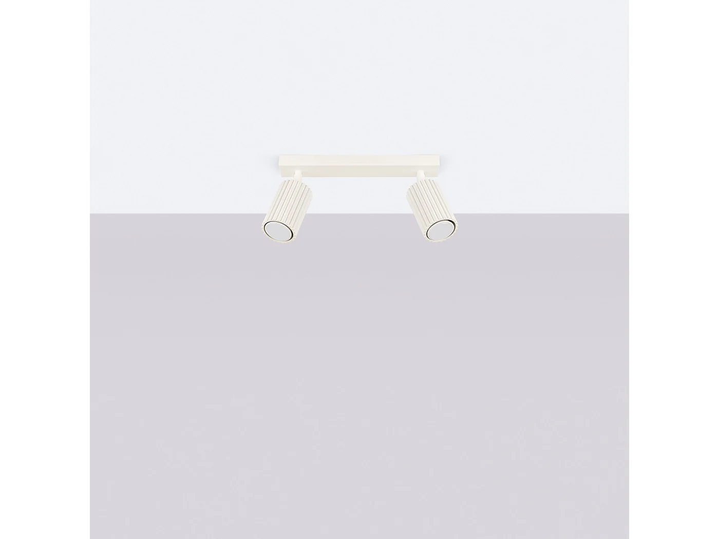 Plafonnier Karbon Minimaliste En Aluminium - 2 Sources Lumineuses - L.30 X H.16,5 Cm - Beige